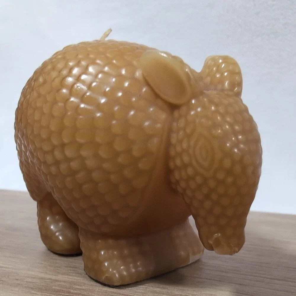 Vintage Candleign Armadillo Candle Houston TX Textured Wax Figurine Southwestern